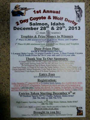 Salmon Idaho wolf coyote derby