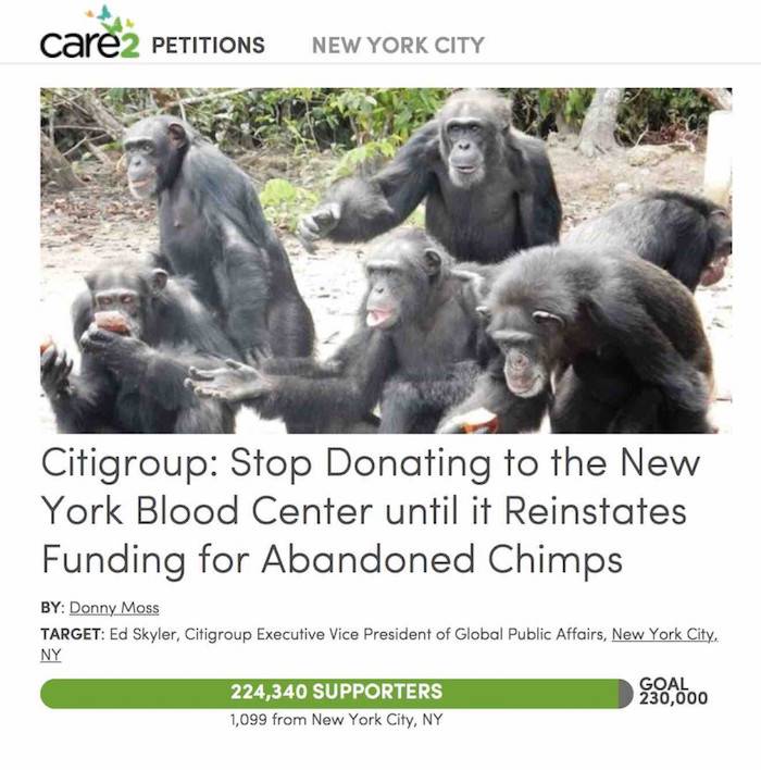 care2 blood center chimps