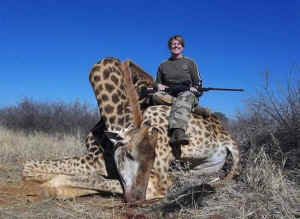 trophy hunting dead giraffe