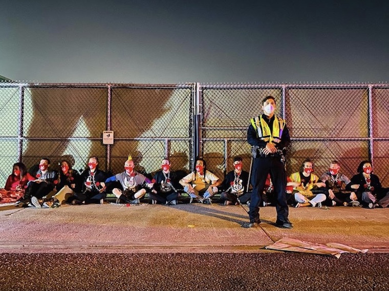 Activists locked down