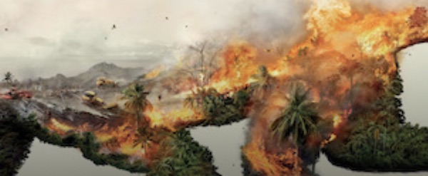 burning rainforest