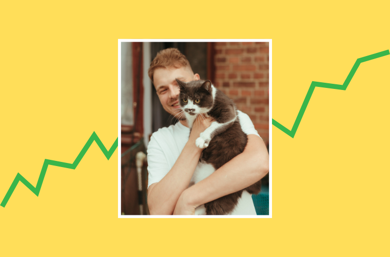 happy person holding cat