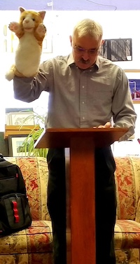 Scott with cat puppet