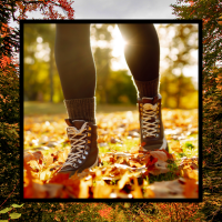 feet walking on autumn leaves