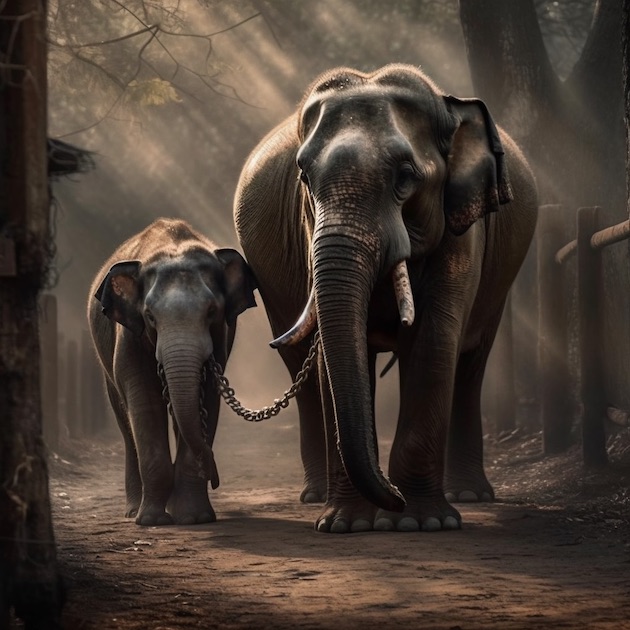Elephant mother calf