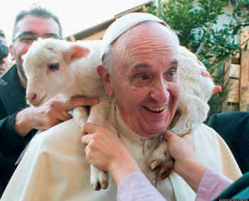 Pope Francis and lamb
