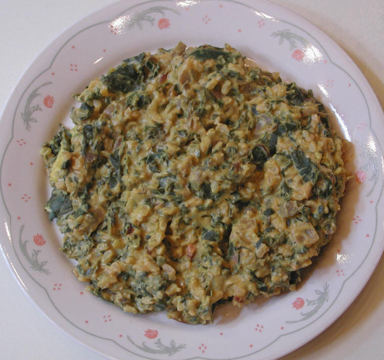 Collard Greens Rice Casserole with Un-cheese Sauce