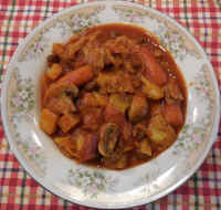 Curried Cabbage, Carrots, Red Potatoes, and Mushrooms