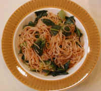 Broccoli Collard Greens Angel Hair Pasta