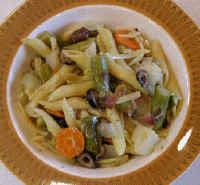 Pasta Primavera with Asparagus, Carrots, Olives and Lemon Sauce