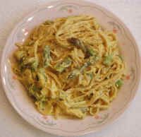 Asparagus with Angel Hair and Tofu Cream Sauce