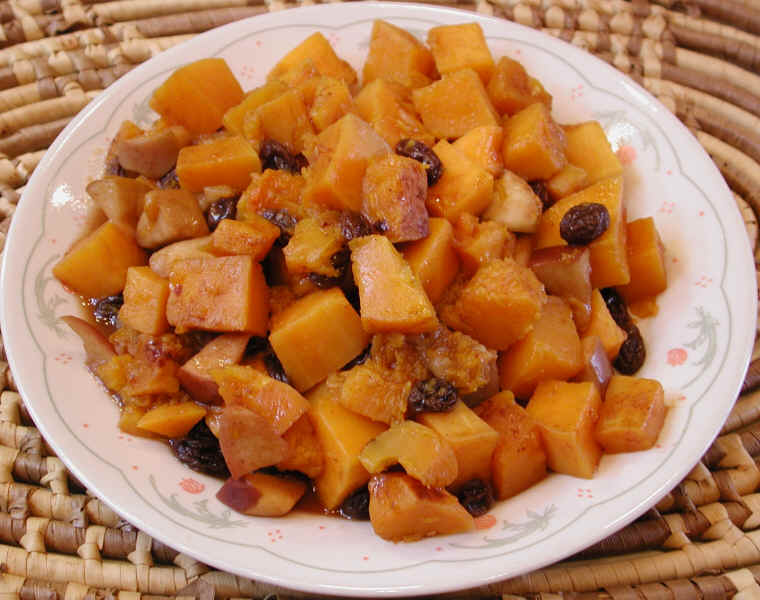 Butternut Squash with Raisins, Apples and Cinnamon