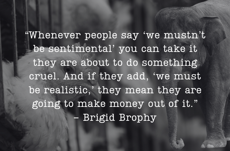 Brigid Brophy quote and chicken and elephant