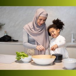 woman and child cooking