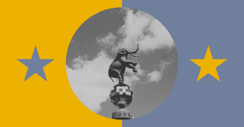 stars and elephant figure against sky