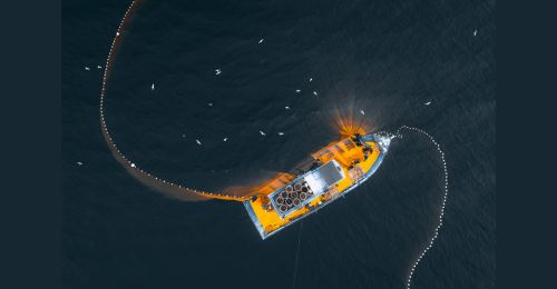 ship with trawling nets