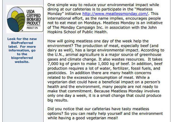 USDA Meatless Mondays