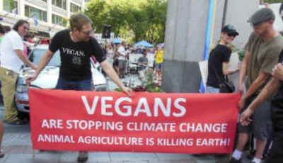 green vegans march