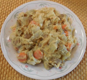 Cabbage Potato Chick Pea Uncheese Sauce