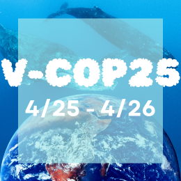 V-COP25 text, dates, whales, and earth