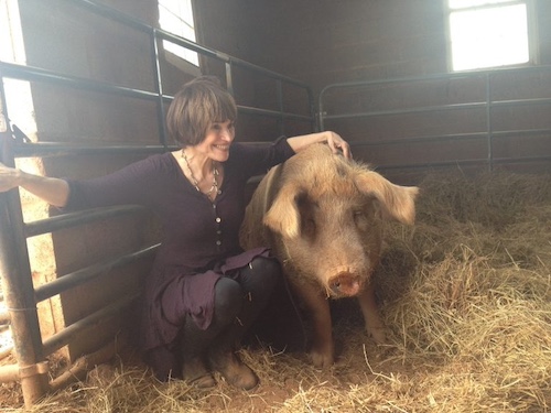 Victoria Moran and pig