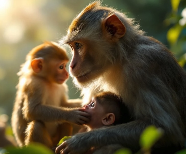 wild macaque family