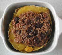 Acorn Squash with Rice Raisin Nut Stuffing