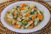 Bok Choy, Carrots, Celery, and Onions, with Sweet and Sour Sauce