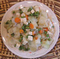 Cabbage Carrots Onions Peas and Tofu
