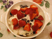 Banana Cream with Wild Blueberries and Strawberries