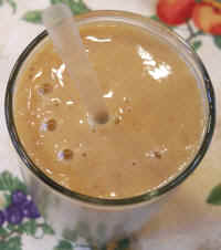 Fruit Smoothie with Cantaloupe, Bananas, and Peaches