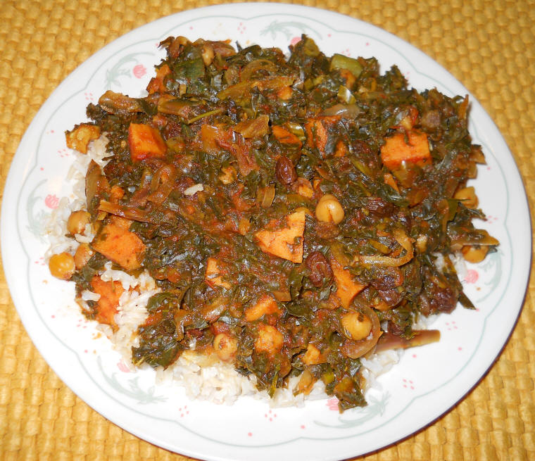 Curried Green and Red Kale Stew