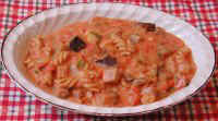 Fusilli and un-Cheese with Carrots, Eggplant, Onions, Tomatoes, and Zucchini