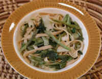 Vegetable Lo-Mein (Chinese Style Pasta) with Bok Choy, Green Beans, and Onions