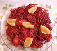 Spaghetti and Beets with a Ginger Orange Sauce (Oriental Style Pasta)