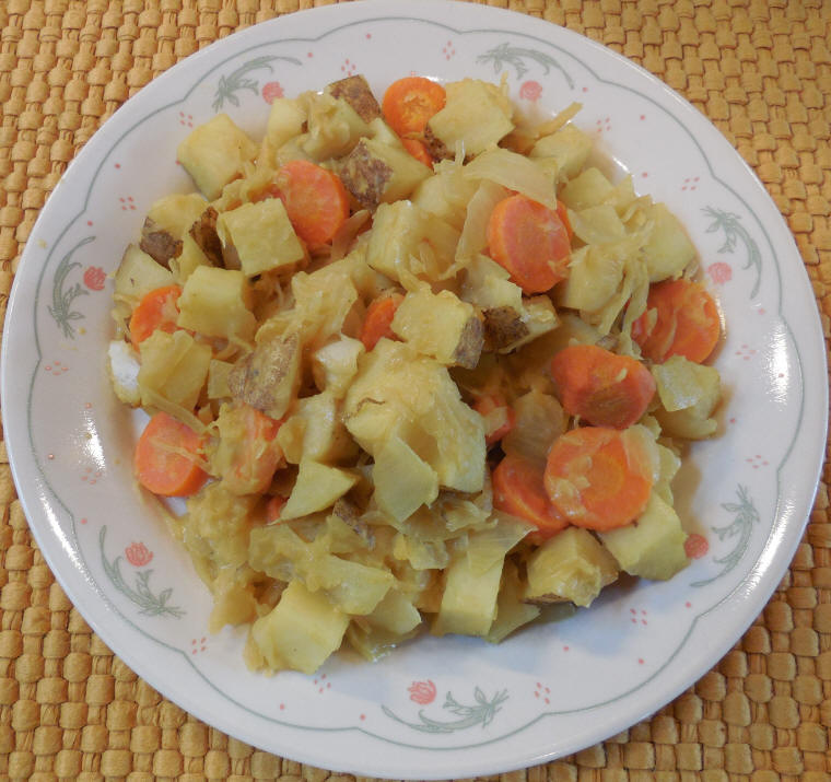 Potato, Sauerkraut, Carrot, and Onion with Smoky Mustard Sauce Photo