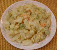 Potatoes, Cabbage, Carrots, and Onions with Un-Cheese Sauce