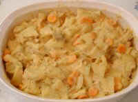 Potatoes Carrots and Onions with Un-Cheese Sauce