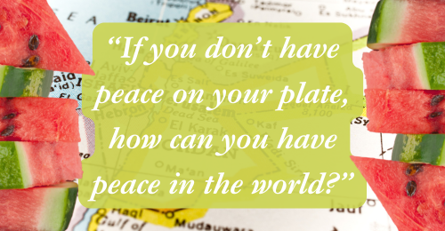 quote, map of Middle East, and watermelon