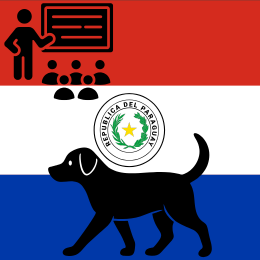 flag of Paraguay, icons of teaching and dog