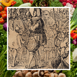 illustration from The Emperor's New Clothes and vegetables