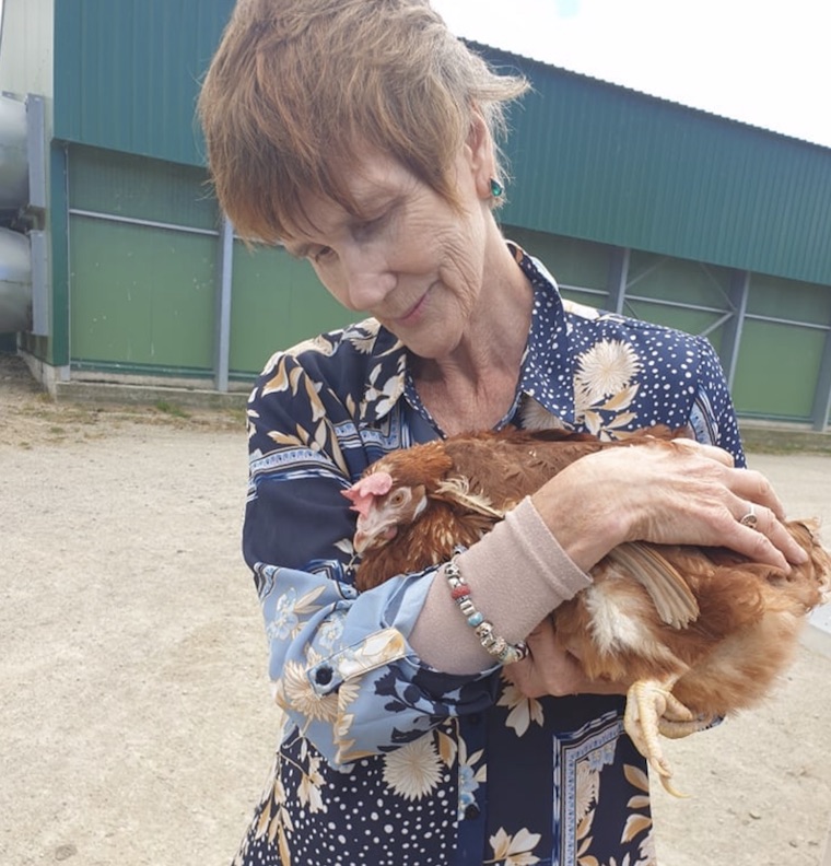 Sandra holding Hen
