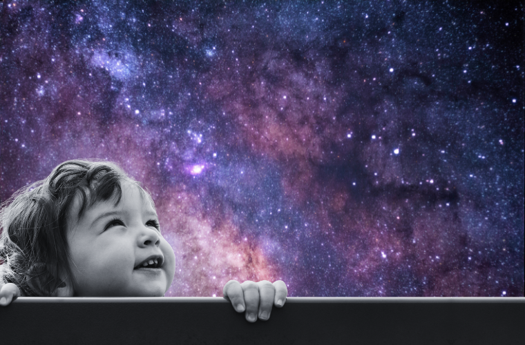 child and starry sky